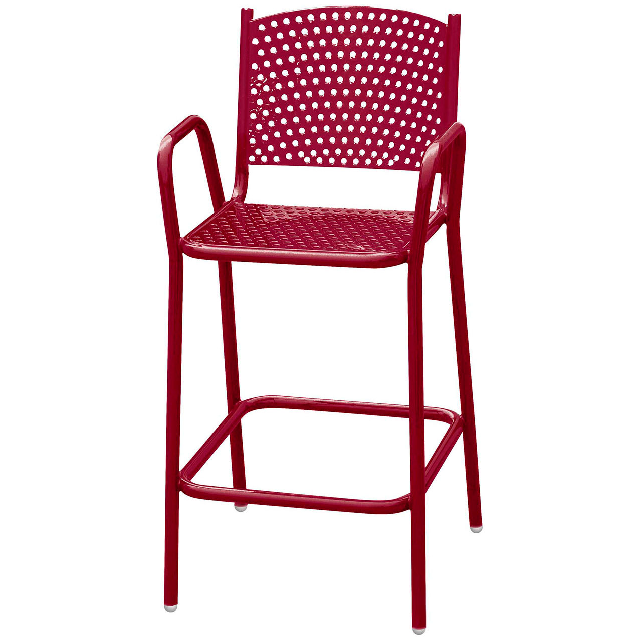 42-3/4" Tall Perforated Bar Height Metal Chair, Burgundy