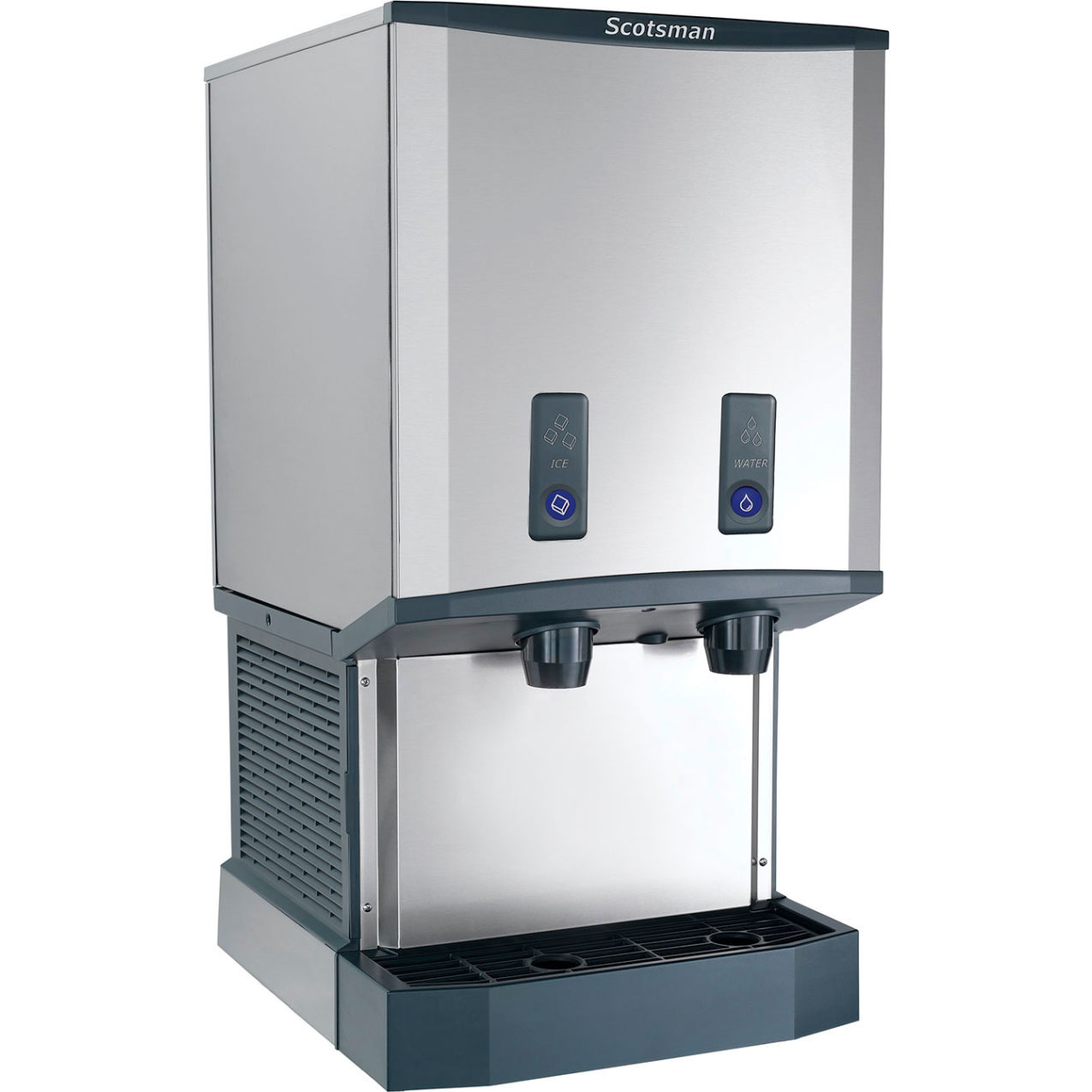 Ice & Water Dispenser, Water Cooled, Push Button, 500 lb. Production/24 Hrs., 40 lb