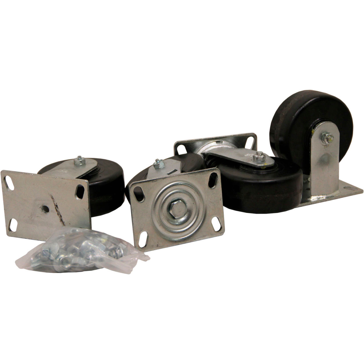 6" x 2-1/2" Phenolic Caster Kit For Powered Self-Dumping Hopper, 2 Swivel/2 Rigid