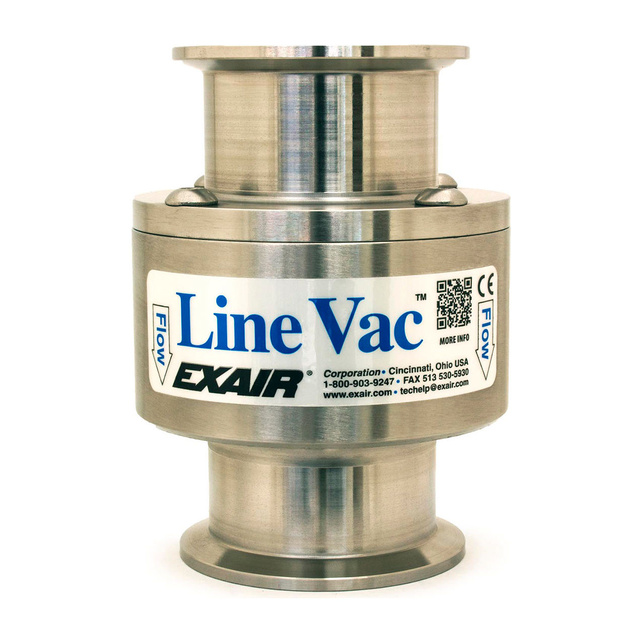 Sanitary Flange Line Vac, 316 Stainless Steel, 45 CFM, 2" Hose