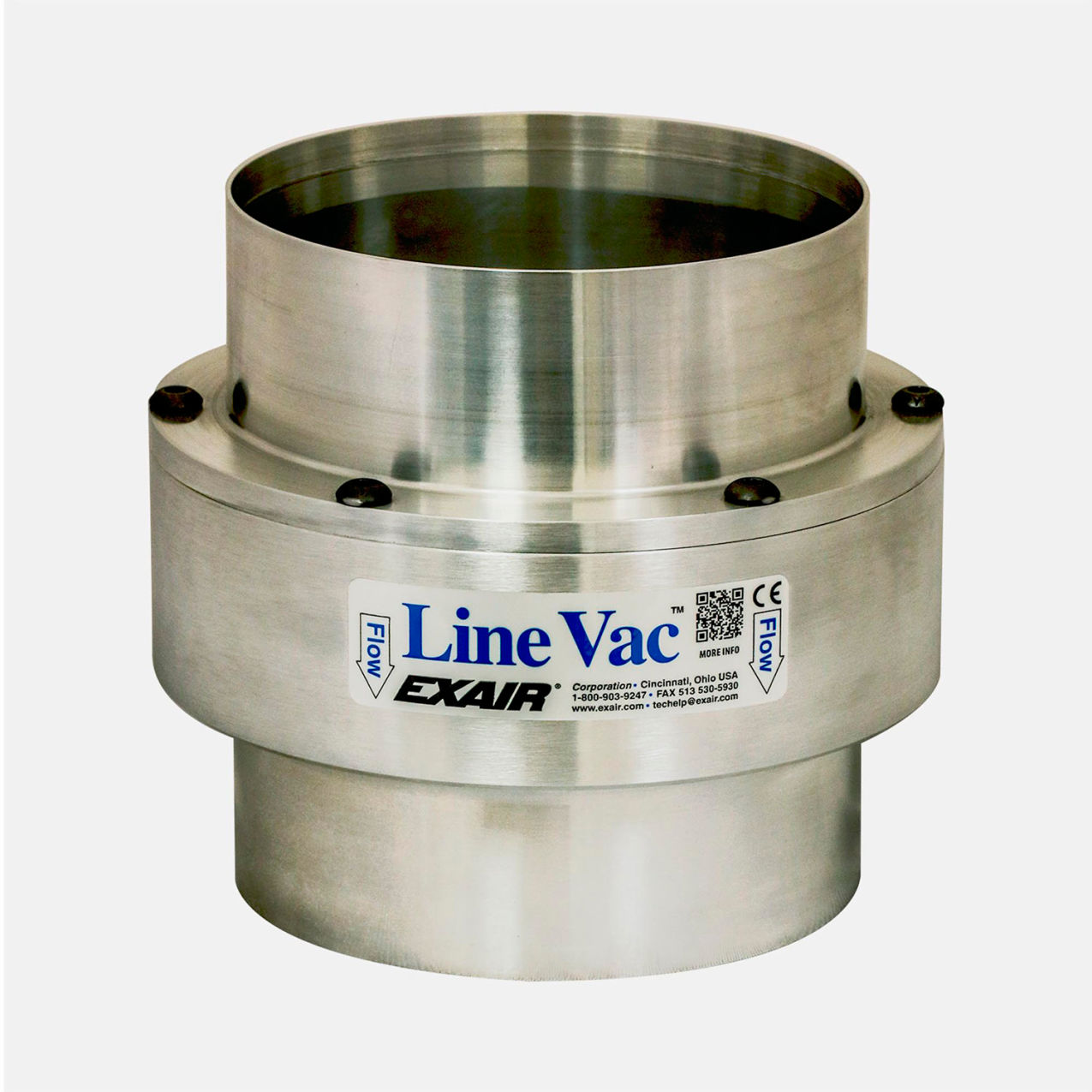 Compressed Air Operated Line Vac, Aluminum, 128 CFM, 5" Hose
