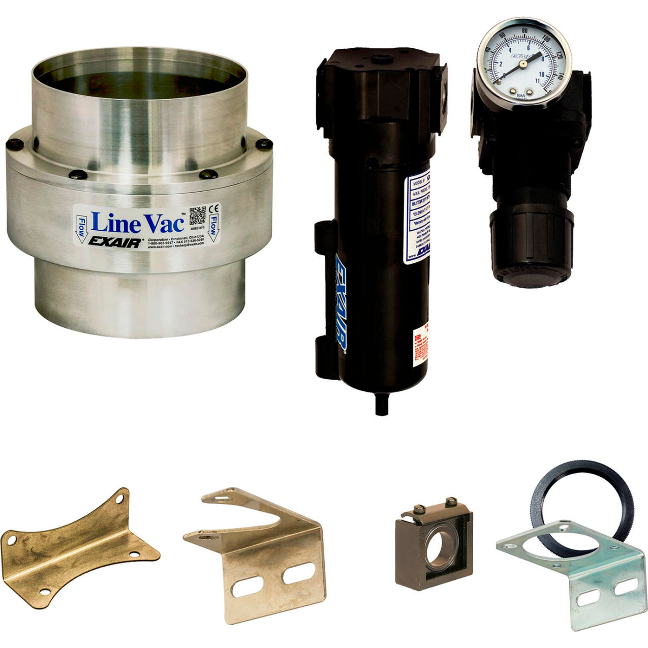 Line Vac Kit, Aluminum, 128 CFM, 5" Hose
