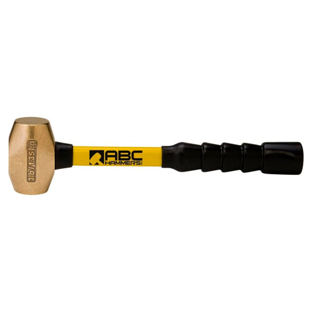 3 lb. Non-Sparking Brass Hammer, 12" Fiberglass Handle