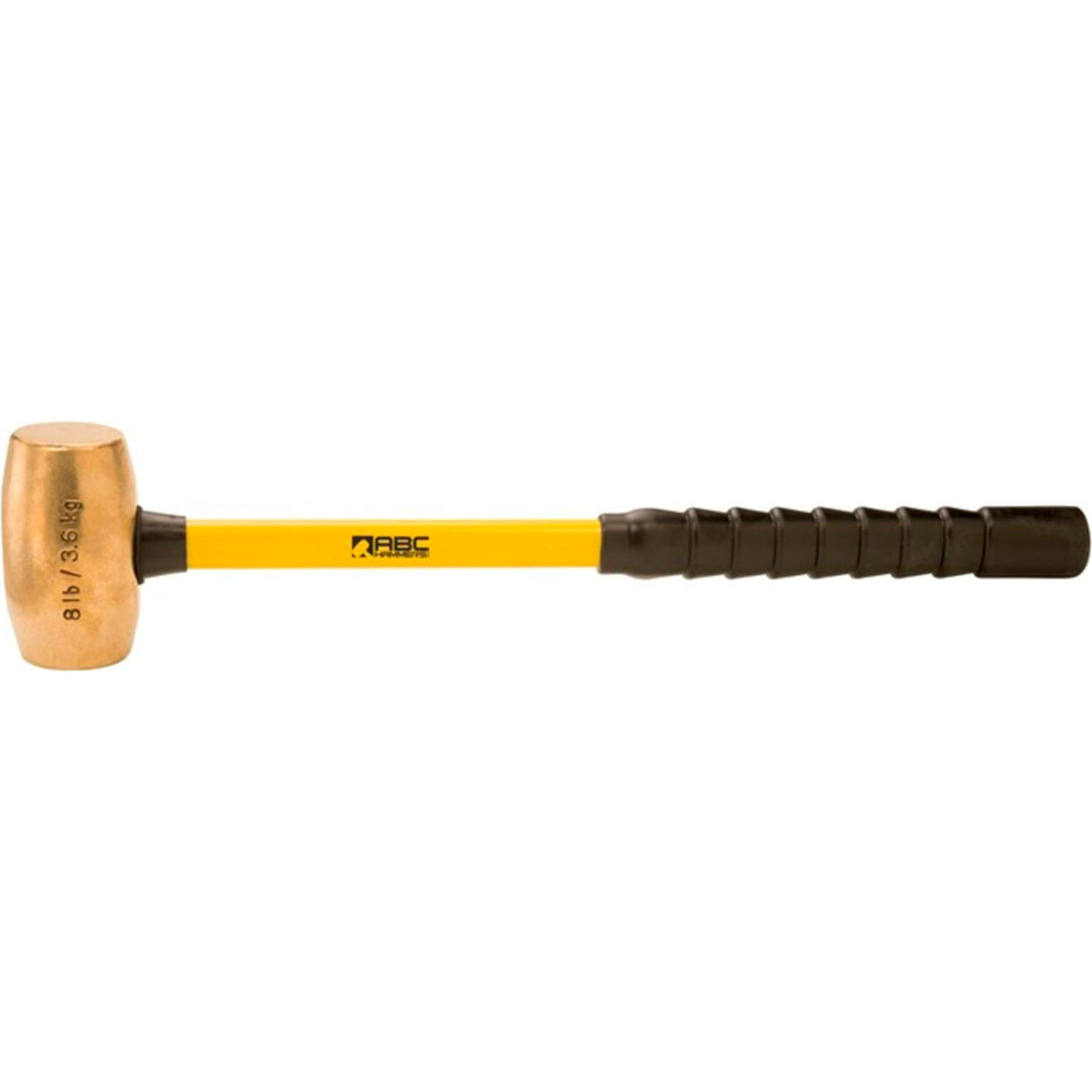 8 lb. Non-Sparking Brass Hammer, 13-1/2" Fiberglass Handle