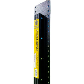Steel Post Powder Coated Black Steel Metal Fence Post with Top Plate, 4"W x 6'H