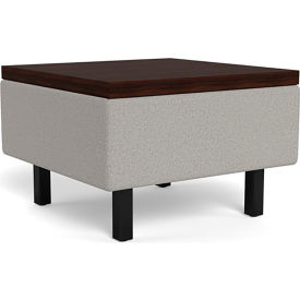 Movvi Table, 24"L x 24"W x 16"H, Black Frame, Slate Fabric/Columbian Walnut Top