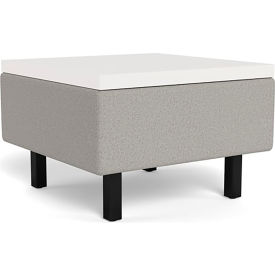 Movvi Table, 24"L x 24"W x 16"H, Black Frame, Slate Fabric/Designer White Top