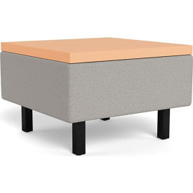 Movvi Table, 24"L x 24"W x 16"H, Black Frame, Slate Fabric/Fusion Maple Top