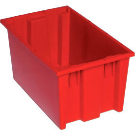 Polypropylene Stack & Nest Storage Tote, 18"L x 11"W x 9"H, Red