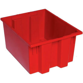Polypropylene Stack & Nest Storage Tote, 19-1/2"L x 15-1/2"W x 10"H, Red