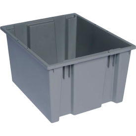Polypropylene Stack & Nest Storage Tote, 19-1/2"L x 15-1/2"W x 13"H, Gray