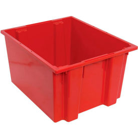 Polypropylene Stack & Nest Storage Tote, 23-1/2"L x 19-1/2"W x 13"H, Red