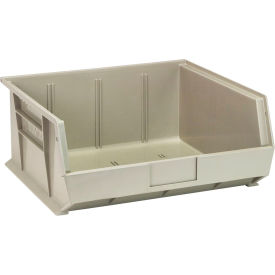 Polypropylene Ultra Hang & Stack Bin, 14-3/4"L x 16-1/2"W x 7"H, Stone