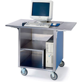 Cashier Stand, ADA Height, 2 Side Tray Slides, 1 Interior Shelf, Stainless Steel