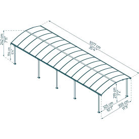 Canopia Arcadia 10600 12' x 35' Carport, Gray