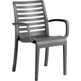 Astoria Stacking Dining Armchair, Charcoal, Bulk Pack