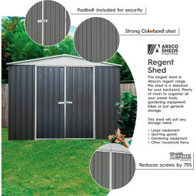 Regent Metal Garden Storage Shed, 10' x 12', Woodland Gray