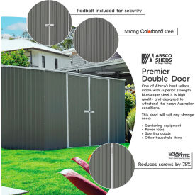 Premier Metal Storage Shed, 10' x 10', Woodland Gray