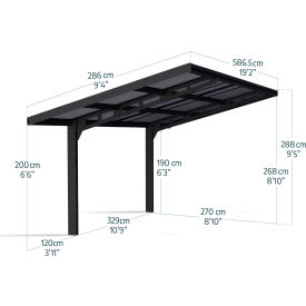 Canopia Sydney Wave Single Carport, Black/Solar Gray