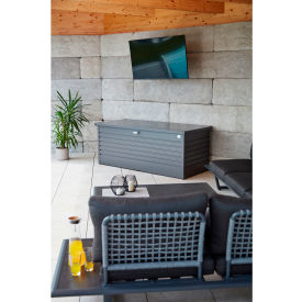 Galvanized Steel Leisure Time Deck Box, 210 Gallon Capacity, Dark Gray