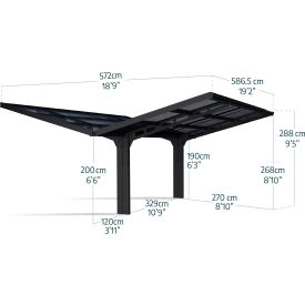 Sydney Wave Double Carport Wing Style, Black/Solar Gray