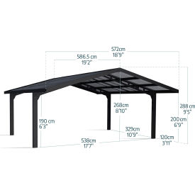 Sydney Wave Double Carport Apex Style, Black/Solar Gray