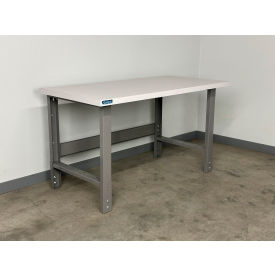 3505 Adjustable Height Workbench, 60 x 36", Plastic Laminate Square Edge, Gray