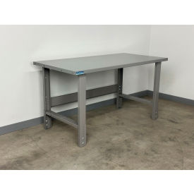 3505 Adjustable Height Workbench, 72 x 30", 13 Gauge Steel Square Edge, Gray