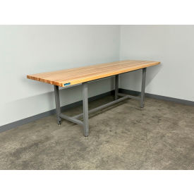 1005 Adjustable Height Workbench, 96 x 36", Maple Square Edge, Gray
