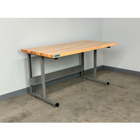 2000 Fixed Height Workbench, 60 x 30", Maple Square Edge, Gray