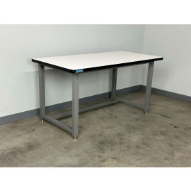 1005 Adjustable Height Workbench, 72 x 30", Plastic Laminate T-Mold Edge, Gray