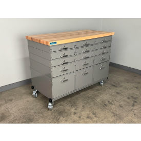 Mobile Drawer Unit #4, 1-3/4" Maple Top, 47"W x 24"D, Gray