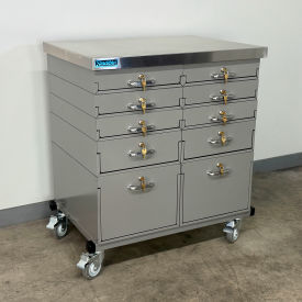 Mobile Drawer Unit #4, 1-3/4" Stainless Skin Top, 32"W x 24"D, Gray
