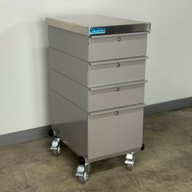 Mobile Drawer Unit #3, Solid Flat Front, 1-3/4" Stainless Skin Top, 16"W x 24"D, Gray