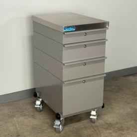 Mobile Drawer Unit #2, Solid Flat Front, 1-3/4" Stainless Skin Top, 16"W x 24"D, Gray