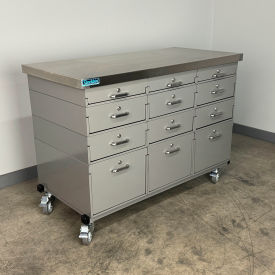 Mobile Drawer Unit #2, 1-3/4" Stainless Skin Top, 47"W x 24"D, Gray