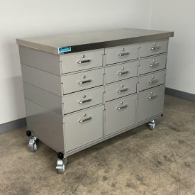 Mobile Drawer Unit #3, 1-3/4" Stainless Skin Top, 47"W x 24"D, Gray