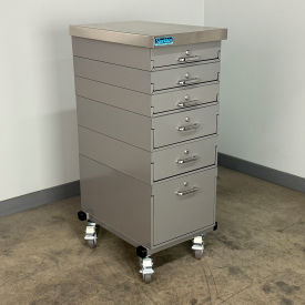 Mobile Drawer Unit #1, 1-3/4" Stainless Skin Top, 16"W x 24"D, Gray