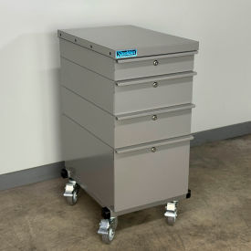 Mobile Drawer Unit #2, Solid Flat Front, 13 Gauge Steel Top, 16"W x 24"D, Gray