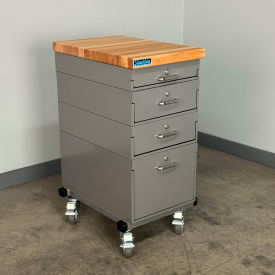 Mobile Drawer Unit #2, 1-3/4" Maple Top, 16"W x 24"D, Gray