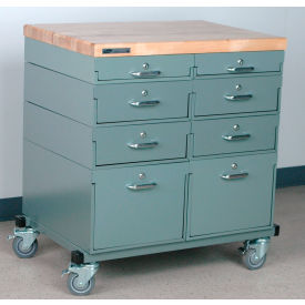 Mobile Drawer Unit #2, 1-3/4" Maple Top, 32"W x 24"D, Gray