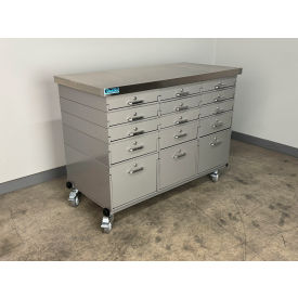 Mobile Drawer Unit #4, 1-3/4" Stainless Skin Top, 47"W x 24"D, Gray