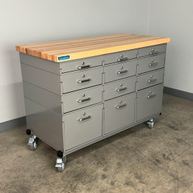 Mobile Drawer Unit #2, 1-3/4" Maple Top, 47"W x 24"D, Gray