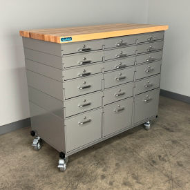 Mobile Drawer Unit #1, 1-3/4" Maple Top, 47"W x 24"D, Gray