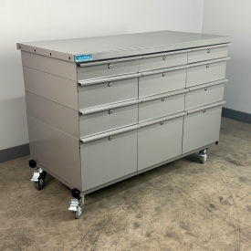Mobile Drawer Unit #2, Solid Flat Front, 13 Gauge Steel Top, 47"W x 24"D, Gray