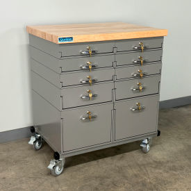 Mobile Drawer Unit #4, 1-3/4" Maple Top, 32"W x 24"D, Gray