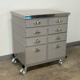 Mobile Drawer Unit #3, 1-3/4" Stainless Skin Top, 32"W x 24"D, Gray