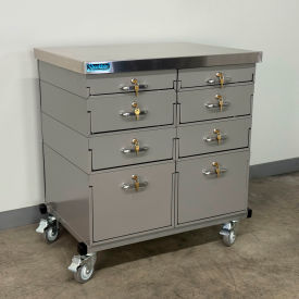 Mobile Drawer Unit #2, 1-3/4" Stainless Skin Top, 32"W x 24"D, Gray