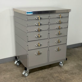 Mobile Drawer Unit #1, 1-3/4" Stainless Skin Top, 32"W x 24"D, Gray