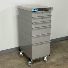 Mobile Drawer Unit #1, Solid Flat Front, 1-3/4" Stainless Skin Top, 16"W x 24"D, Gray
